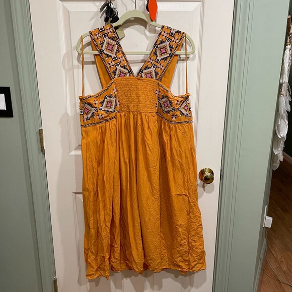 Anthropologie 1X Teofila Beaded Mini Cotton Tank Dress Beach Coverup - Picture 4 of 10